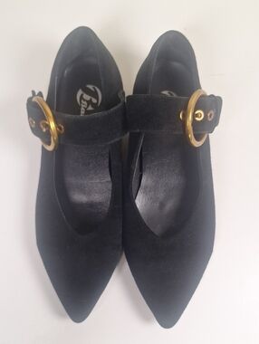 Bata Asian Market Black Suede Mary Jane Ballet Flats Size 6-230(1.5)Asian Sizing